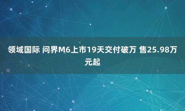 领域国际 问界M6上市19天交付破万 售25.98万元起